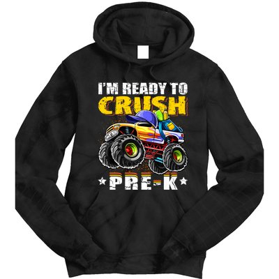 Im Ready To Crush Prek Monster Truck Backpack Back To School Tie Dye Hoodie