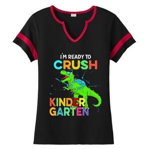 I'm Ready To Crush Kindergarten Dinosaur Back To School Ladies Halftime Notch Neck Tee