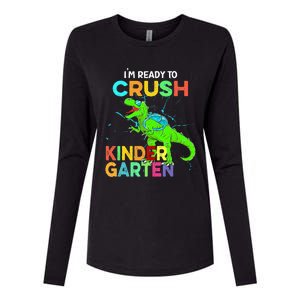 I'm Ready To Crush Kindergarten Dinosaur Back To School Womens Cotton Relaxed Long Sleeve T-Shirt