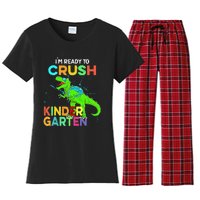 I'm Ready To Crush Kindergarten Dinosaur Back To School Women's Flannel Pajama Set