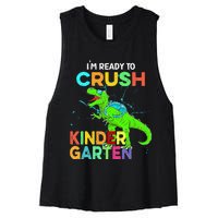 I'm Ready To Crush Kindergarten Dinosaur Back To School Women's Racerback Cropped Tank