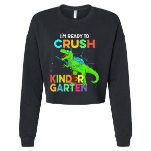 I'm Ready To Crush Kindergarten Dinosaur Back To School Cropped Pullover Crew