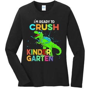 I'm Ready To Crush Kindergarten Dinosaur Back To School Ladies Long Sleeve Shirt