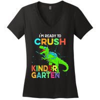 I'm Ready To Crush Kindergarten Dinosaur Back To School Women's V-Neck T-Shirt