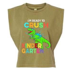 I'm Ready To Crush Kindergarten Dinosaur Back To School Garment-Dyed Women's Muscle Tee