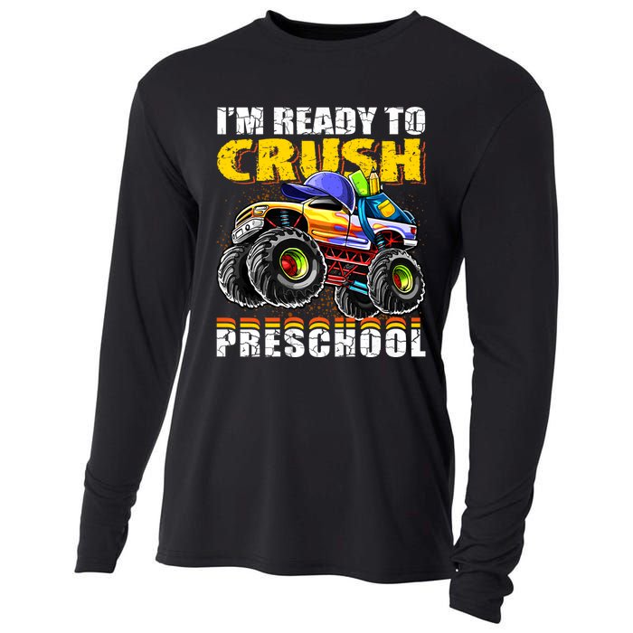 IM Ready To Crush Preschool Monster Truck Backpack Back To School Cooling Performance Long Sleeve Crew