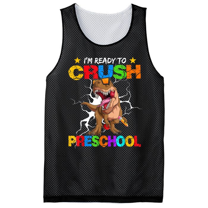 Im Ready To Crush Preschool Dinosaur Back To School Mesh Reversible Basketball Jersey Tank