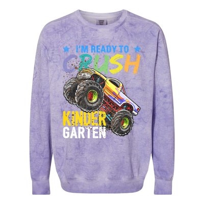 Im Ready To Crush Kindergarten Monster Truck Back To School Colorblast Crewneck Sweatshirt