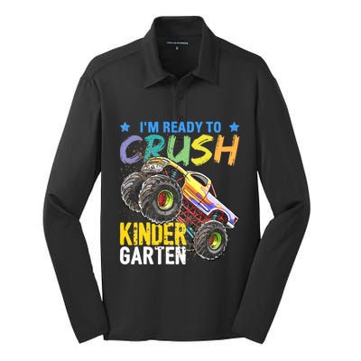 Im Ready To Crush Kindergarten Monster Truck Back To School Silk Touch Performance Long Sleeve Polo