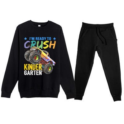 Im Ready To Crush Kindergarten Monster Truck Back To School Premium Crewneck Sweatsuit Set