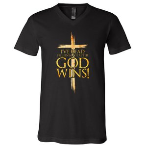 IVe Read The Final Chapter God Wins Christian Faith Cross V-Neck T-Shirt