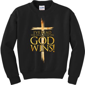 IVe Read The Final Chapter God Wins Christian Faith Cross Kids Sweatshirt