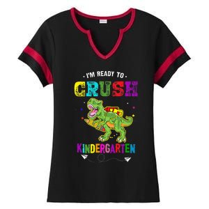 Im Ready To Crush Kindergarten TRex Dinosaur Back To School Ladies Halftime Notch Neck Tee