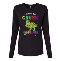 Im Ready To Crush Kindergarten TRex Dinosaur Back To School Womens Cotton Relaxed Long Sleeve T-Shirt