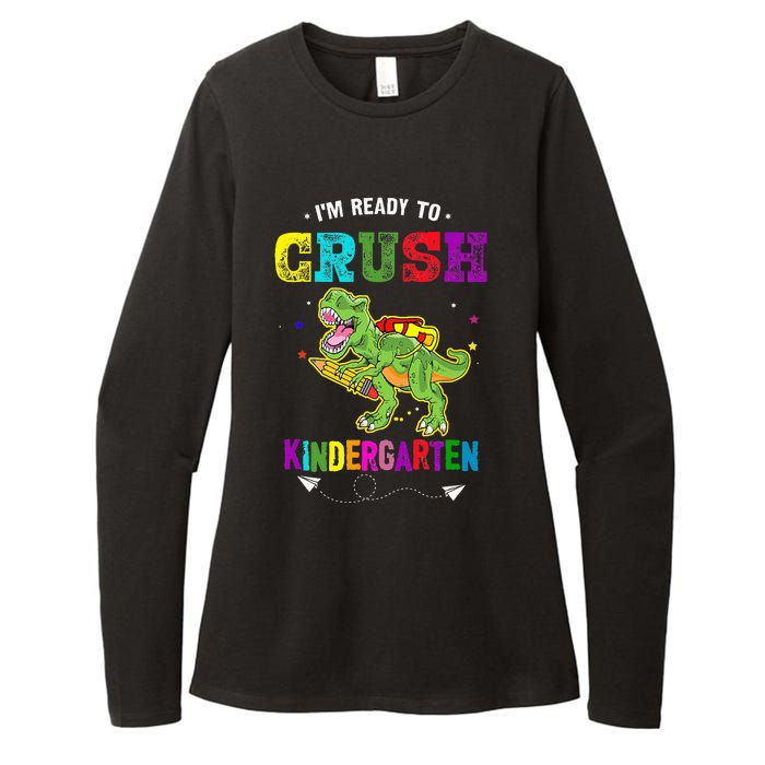 Im Ready To Crush Kindergarten TRex Dinosaur Back To School Womens CVC Long Sleeve Shirt