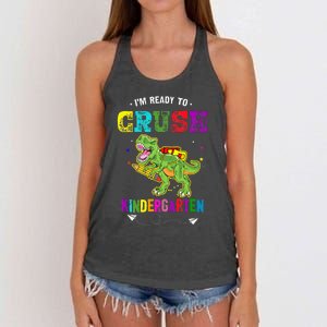 Im Ready To Crush Kindergarten TRex Dinosaur Back To School Women's Knotted Racerback Tank