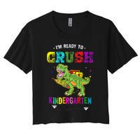 Im Ready To Crush Kindergarten TRex Dinosaur Back To School Women's Crop Top Tee