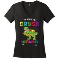 Im Ready To Crush Kindergarten TRex Dinosaur Back To School Women's V-Neck T-Shirt