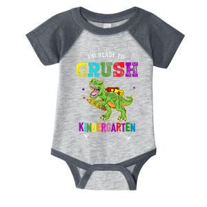 Im Ready To Crush Kindergarten TRex Dinosaur Back To School Infant Baby Jersey Bodysuit