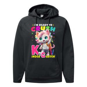 Im Ready To Crush Kindergarten Unicorn Back To School Girls Performance Fleece Hoodie