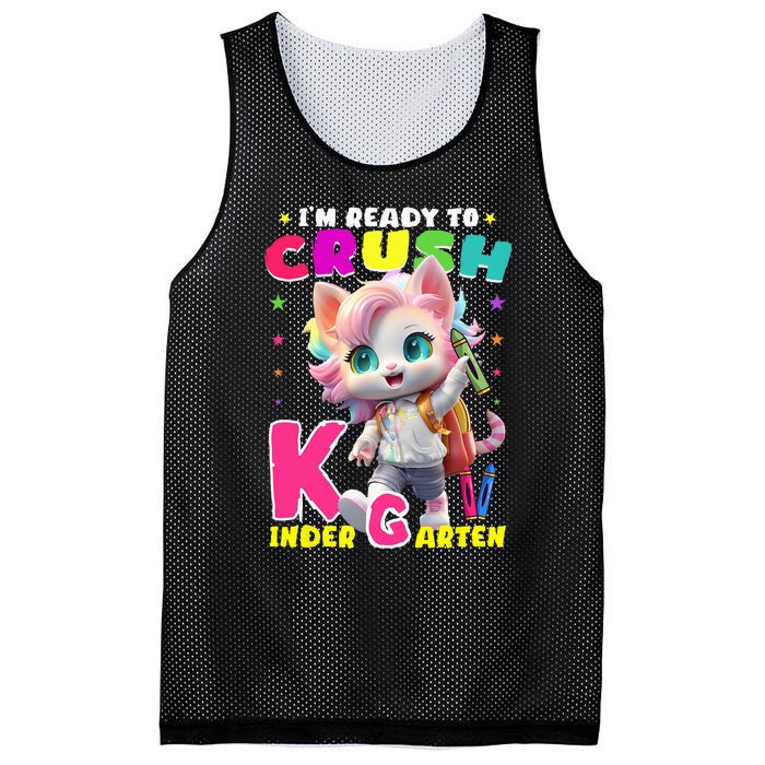 Im Ready To Crush Kindergarten Unicorn Back To School Girls Mesh Reversible Basketball Jersey Tank