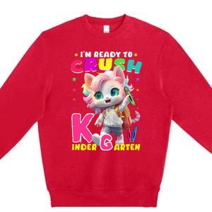 Im Ready To Crush Kindergarten Unicorn Back To School Girls Premium Crewneck Sweatshirt