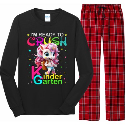 Im Ready To Crush Kindergarten Unicorn Back To School Girls Long Sleeve Pajama Set