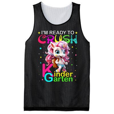 Im Ready To Crush Kindergarten Unicorn Back To School Girls Mesh Reversible Basketball Jersey Tank