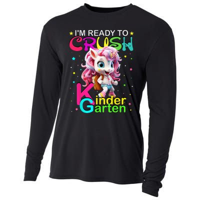 Im Ready To Crush Kindergarten Unicorn Back To School Girls Cooling Performance Long Sleeve Crew