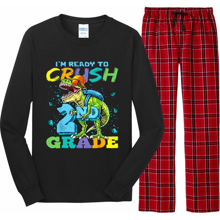 Im Ready To Crush 2nd Grade T Rex Dinosaur Back To School Long Sleeve Pajama Set