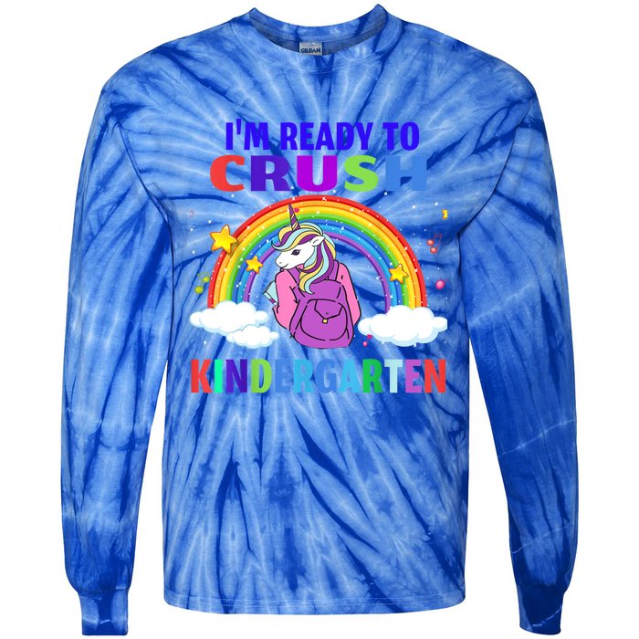 Im Ready To Crush Kindergarten Unicorn Back To School Great Gift Tie-Dye Long Sleeve Shirt