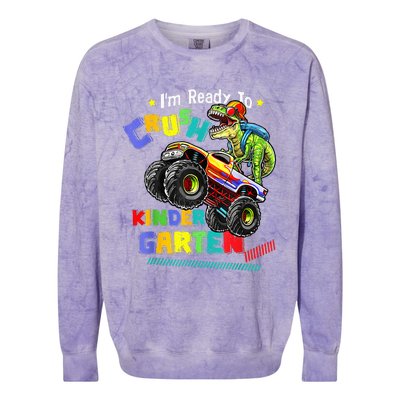 Im Ready To Crush Kindergarten Dinosaur Back To School Colorblast Crewneck Sweatshirt