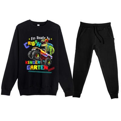 Im Ready To Crush Kindergarten Dinosaur Back To School Premium Crewneck Sweatsuit Set