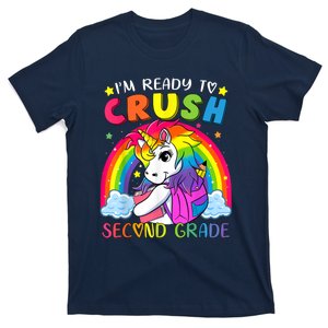 Im Ready To Crush Second Grade Funny Cute Unicorn Rainbow T-Shirt