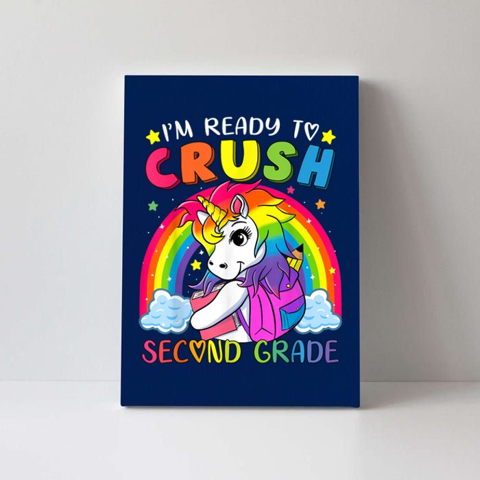 Im Ready To Crush Second Grade Funny Cute Unicorn Rainbow Canvas