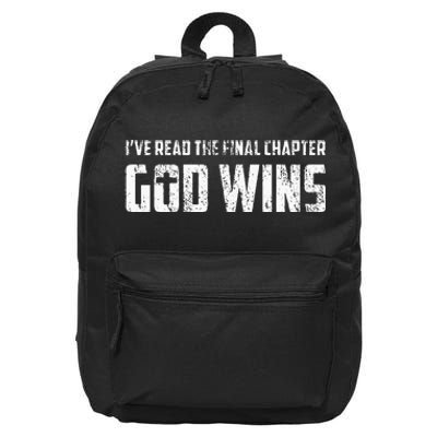 Ive Read The Final Chapter God Wins Christian Distressed 16 in Basic Backpack