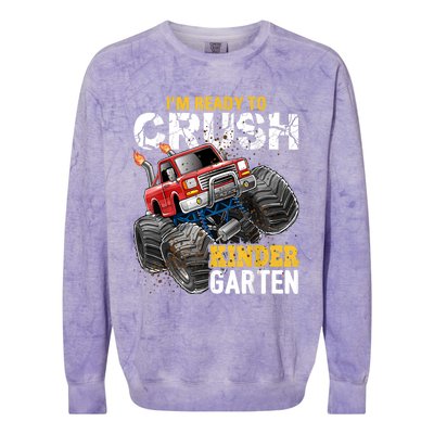 Im Ready To Crush Kindergarten Monster Truck Back To School Colorblast Crewneck Sweatshirt