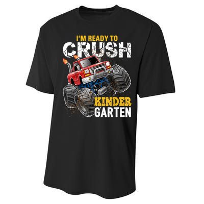 Im Ready To Crush Kindergarten Monster Truck Back To School Performance Sprint T-Shirt