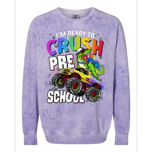 I'm Ready To Crush Preschool Dinosaur Back To School Colorblast Crewneck Sweatshirt