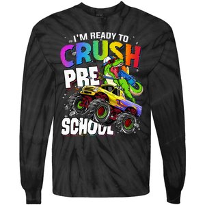 I'm Ready To Crush Preschool Dinosaur Back To School Tie-Dye Long Sleeve Shirt