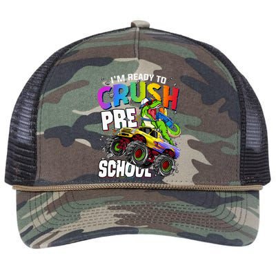 I'm Ready To Crush Preschool Dinosaur Back To School Retro Rope Trucker Hat Cap