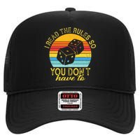 I Read The Rules So You DonT Have To Board Games High Crown Mesh Back Trucker Hat