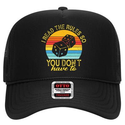 I Read The Rules So You DonT Have To Board Games High Crown Mesh Back Trucker Hat