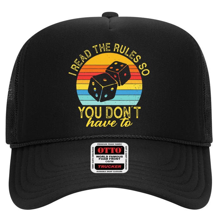 I Read The Rules So You DonT Have To Board Games High Crown Mesh Back Trucker Hat