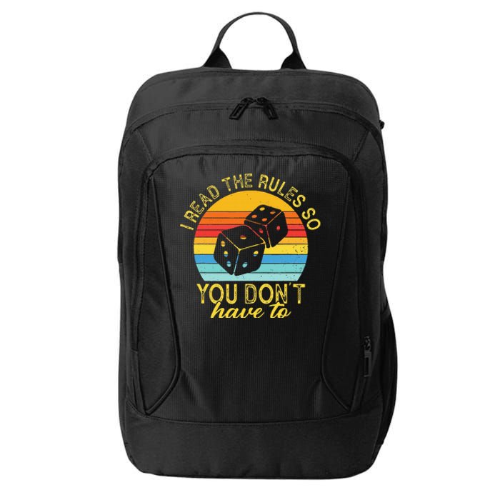 I Read The Rules So You DonT Have To Board Games City Backpack