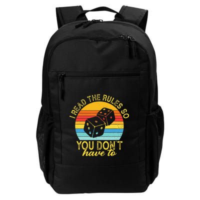 I Read The Rules So You DonT Have To Board Games Daily Commute Backpack