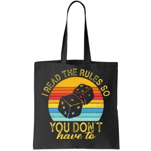 I Read The Rules So You DonT Have To Board Games Tote Bag