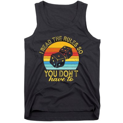 I Read The Rules So You DonT Have To Board Games Tank Top