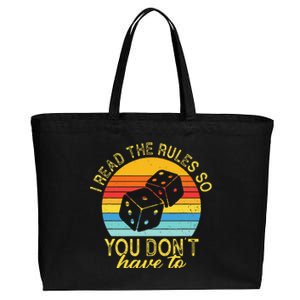 I Read The Rules So You DonT Have To Board Games Cotton Canvas Jumbo Tote