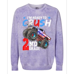 Im Ready To Crush 2nd Grade Monster Truck Back To School Colorblast Crewneck Sweatshirt